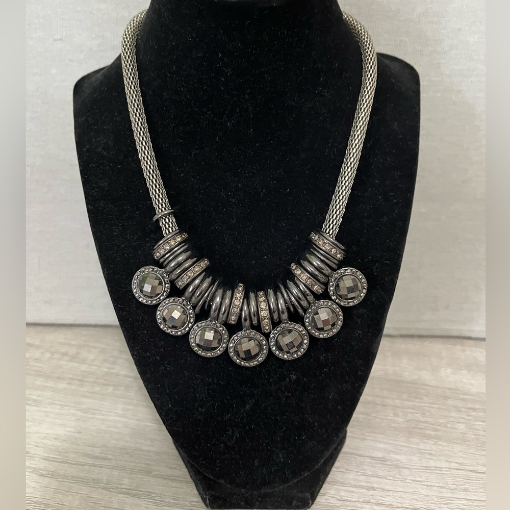 Banana Republic Black Hematite Statement Necklace NWT